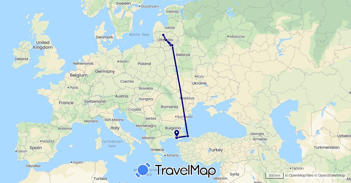 TravelMap itinerary: driving in Greece, Lithuania, Turkey (Asia, Europe)